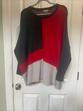 Colorblock Red and Gray Women's Sweater